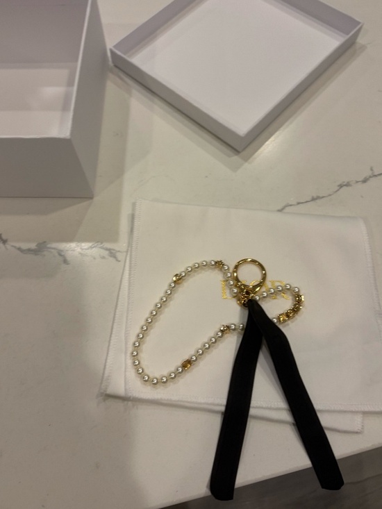 Dior Accessories - Dior D-Dice Bag Charm Gold Finish Metal, Black Lacquer, White resin pearls